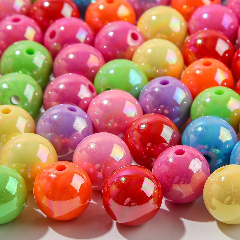ANCADN 16mm Acrylic Beads Ab Color Beads Round Rainbow Color Beads Multicolor Acrylic Beads for DIY Jewelry Making (Rainbow) - Image 3